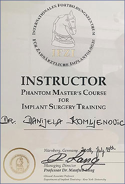 Diploma Daniela Komljenovic Zahnärztin in Poliklinik Adriatic Dent in Rovinj
